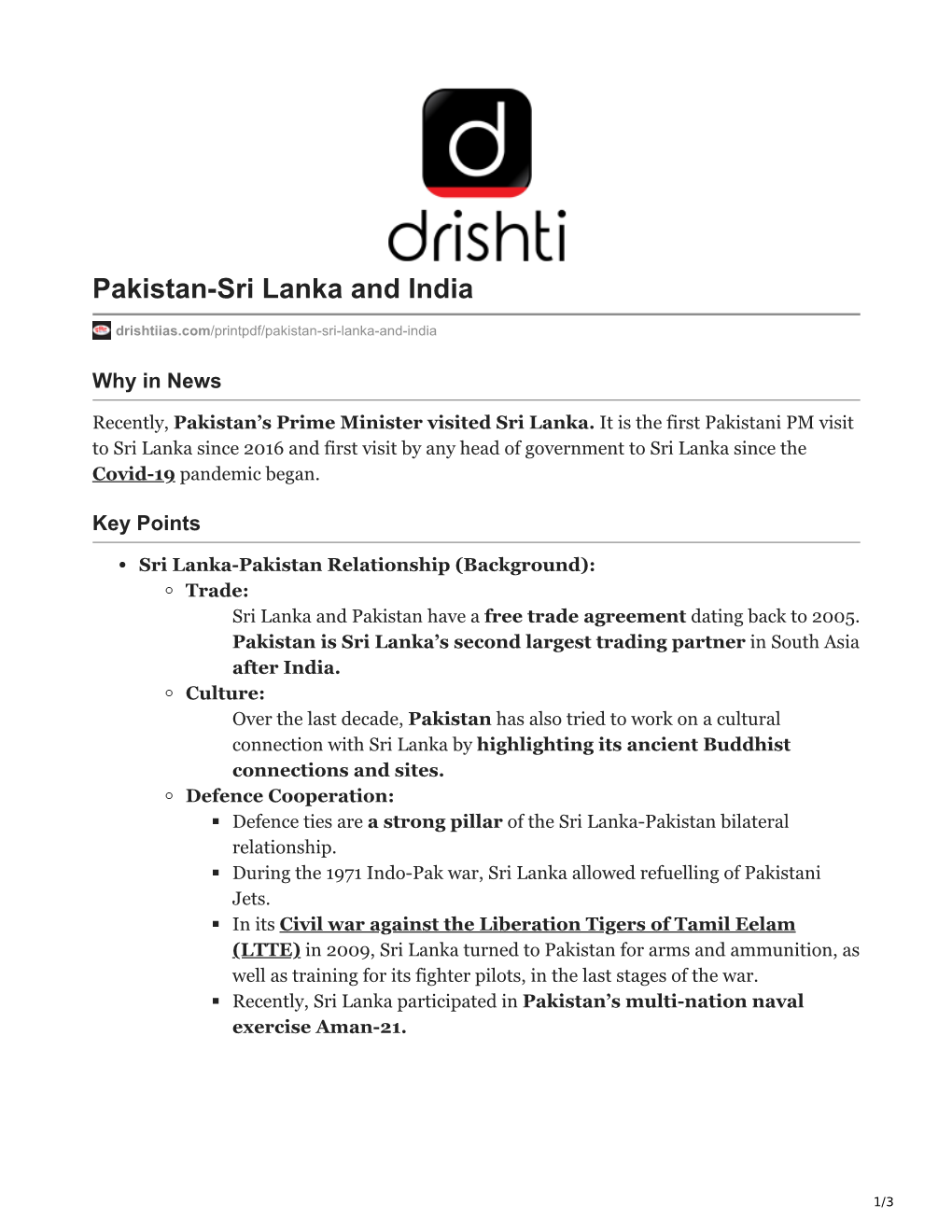 Pakistan-Sri Lanka and India