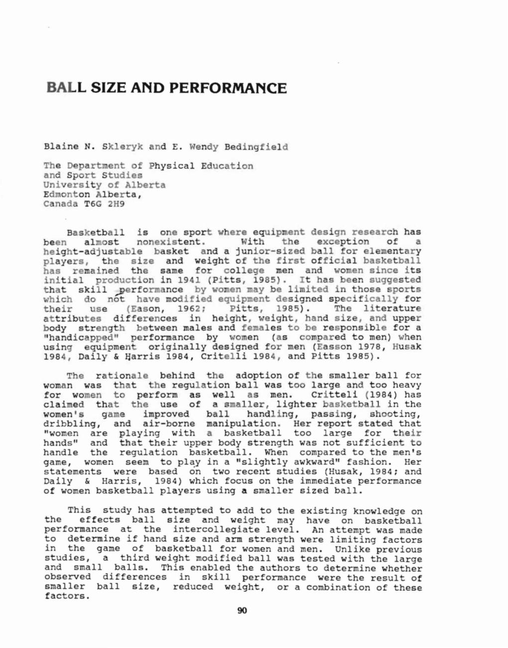 Ball Size and Performance
