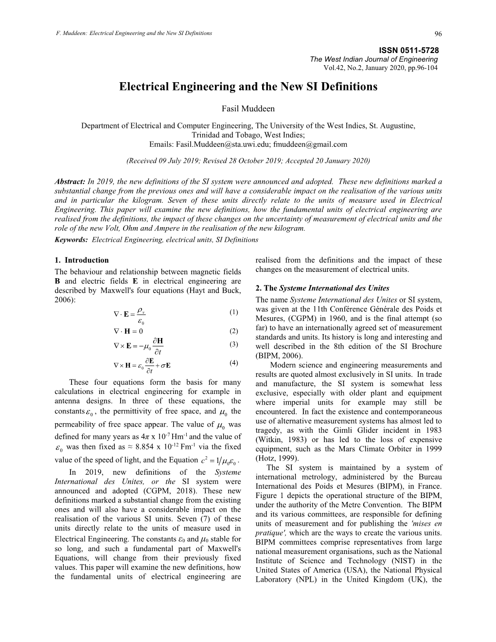 Electrical Engineering and the New SI Definitions 96