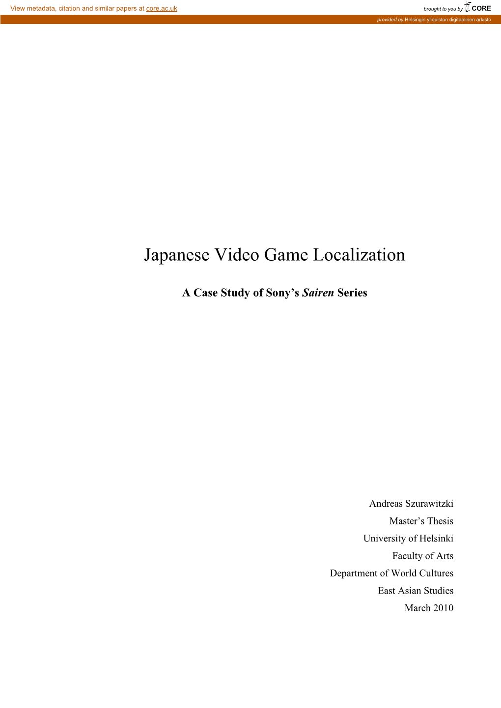 Japanese Video Game Localization