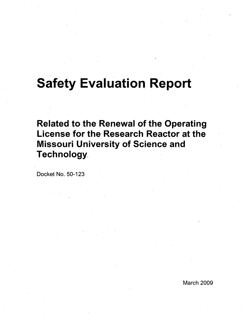 Safety Evaluation Report