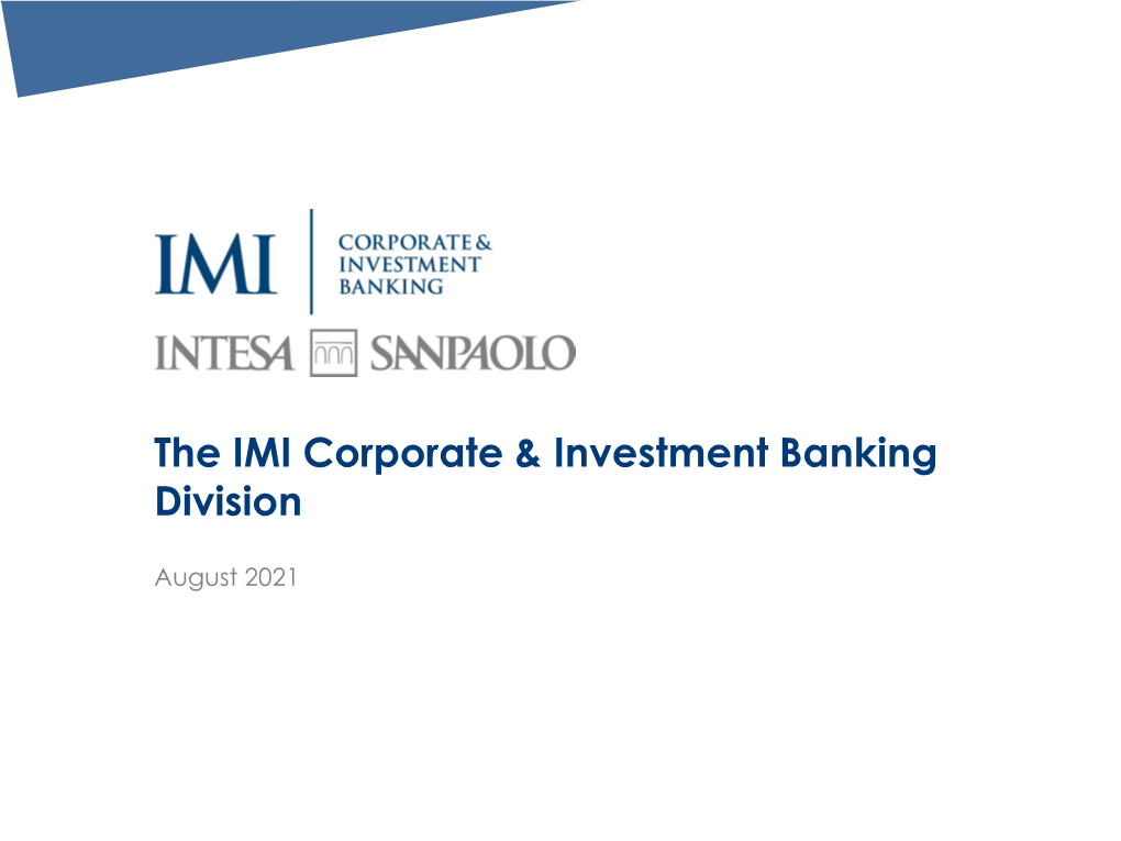 The IMI Corporate & Investment Banking Division