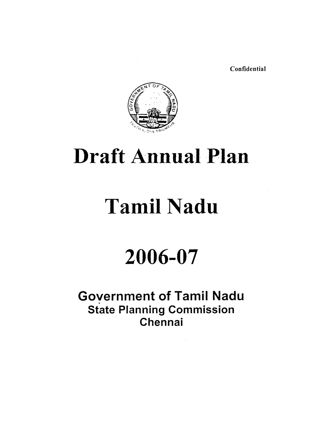 Draft Annual Plan Tamil Nadu