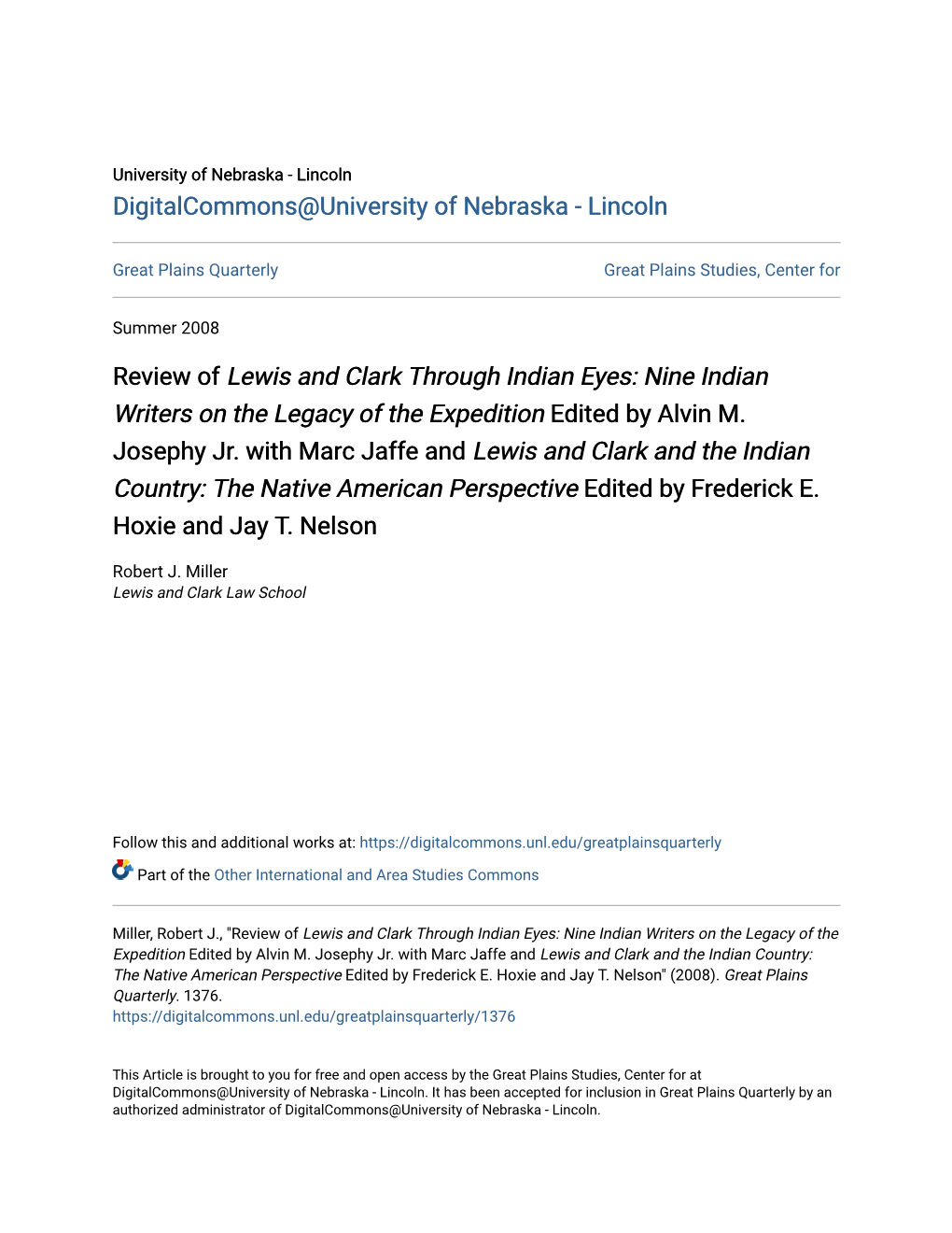 Review of Lewis and Clark Through Indian Eyes: Nine Indian Writers on the Legacy of the Expedition Edited by Alvin M