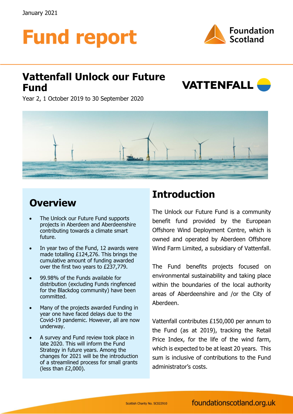 Vattenfall Unlock Our Future Fund Year 2, 1 October 2019 to 30 September 2020