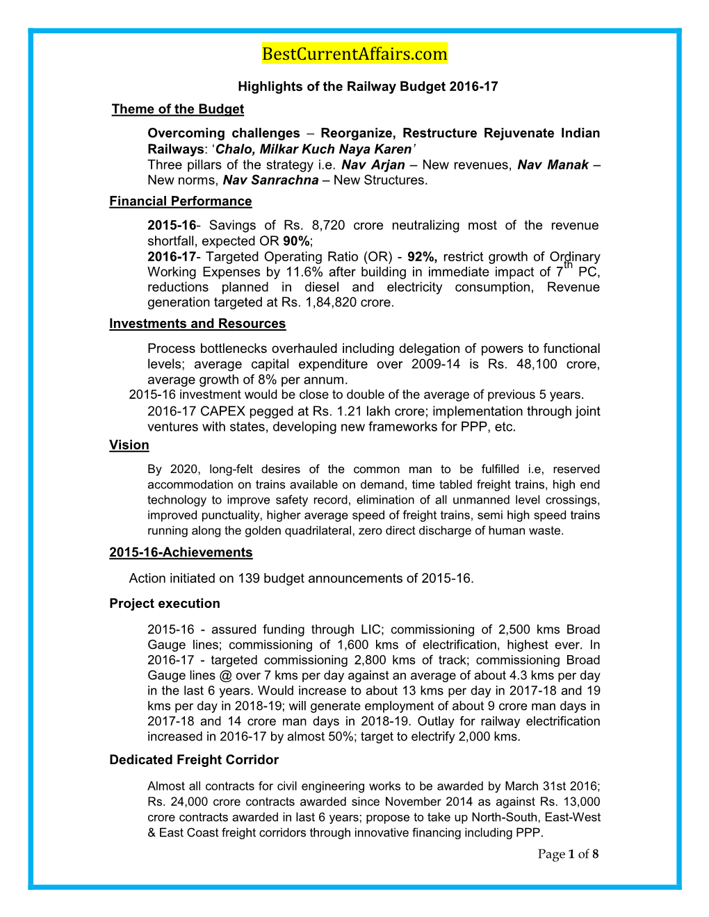 Railway Budget 2016-17