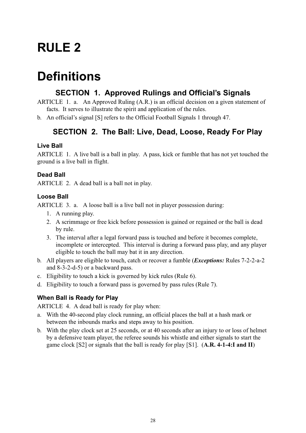 RULE 2 Definitions