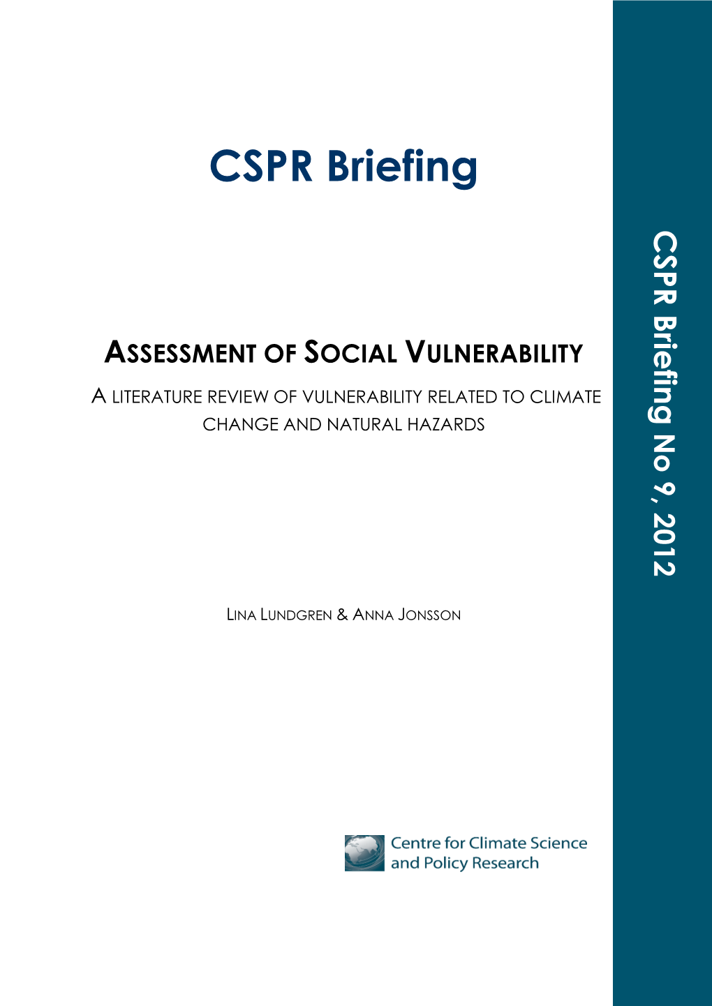 Assessment of Social Vulnerability