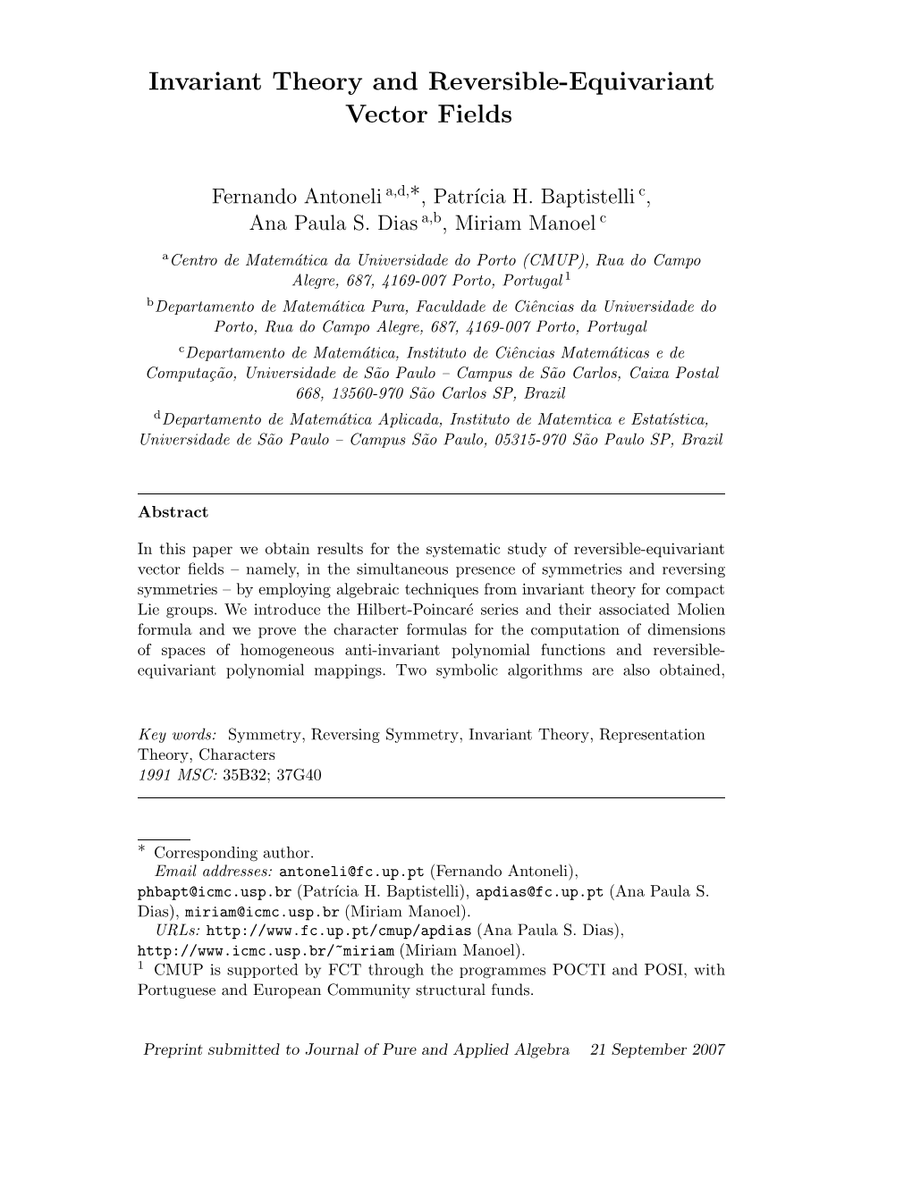 Invariant Theory and Reversible-Equivariant Vector Fields