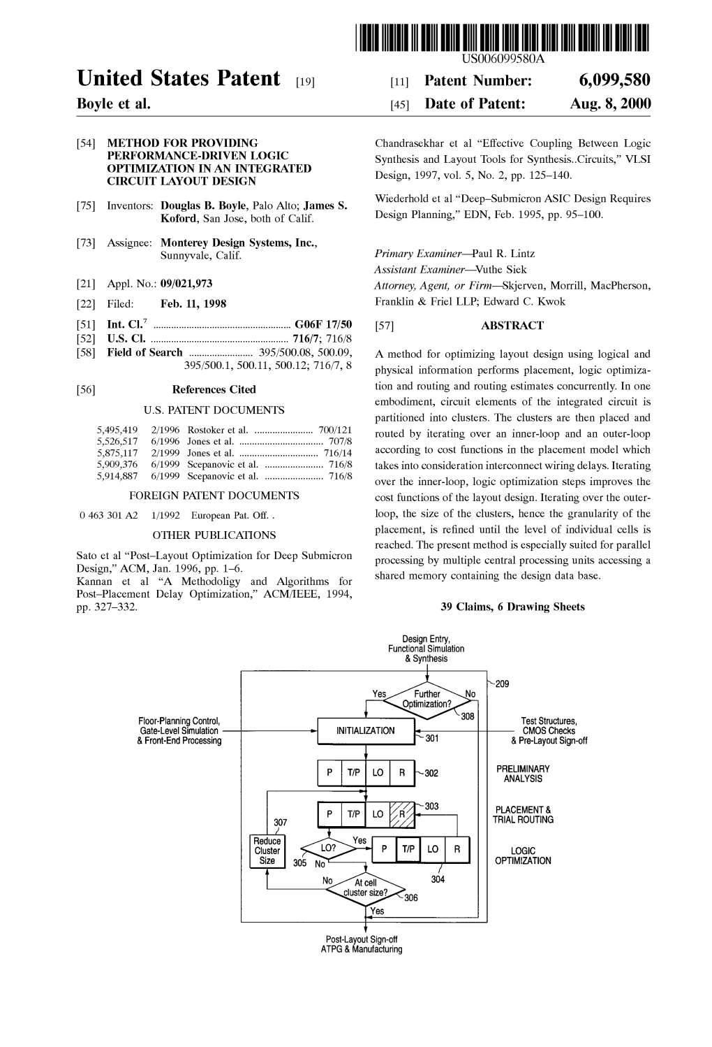 United States Patent (19) 11 Patent Number: 6,099,580 Boyle Et Al
