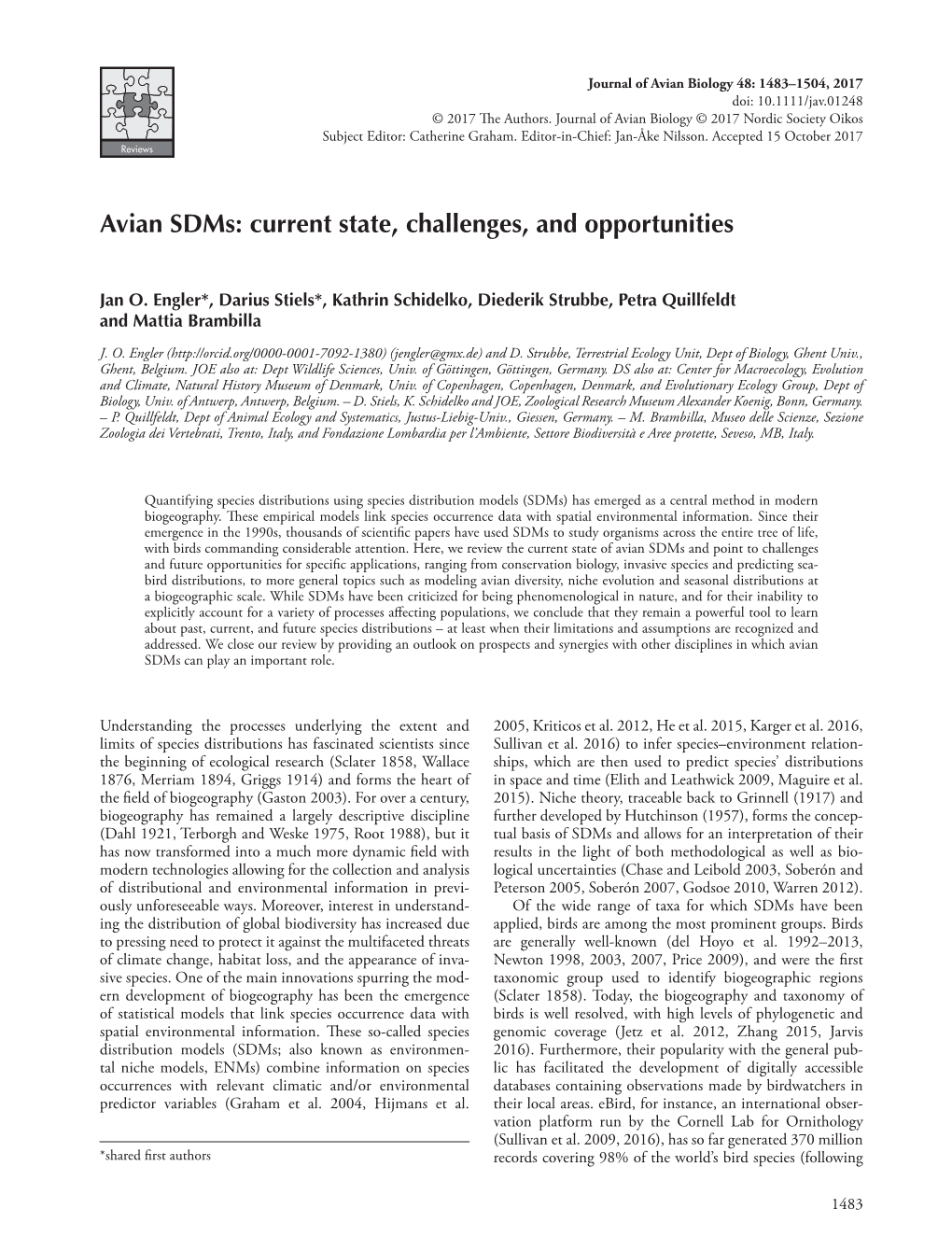 Avian Sdms: Current State, Challenges, and Opportunities