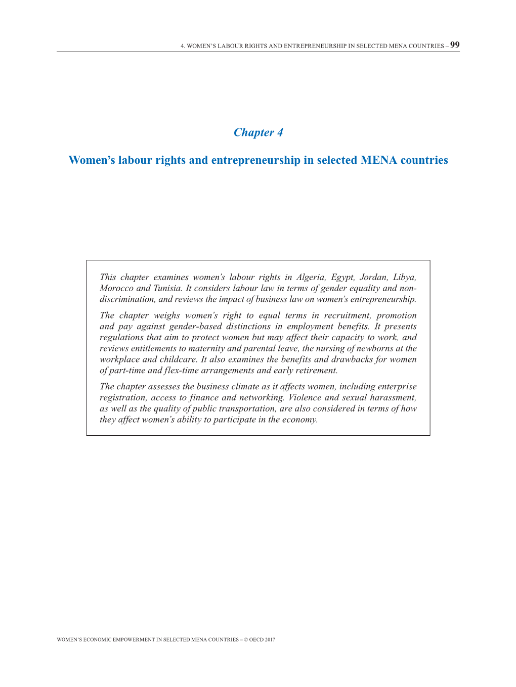 Chapter 4 Women's Labour Rights and Entrepreneurship in Selected MENA