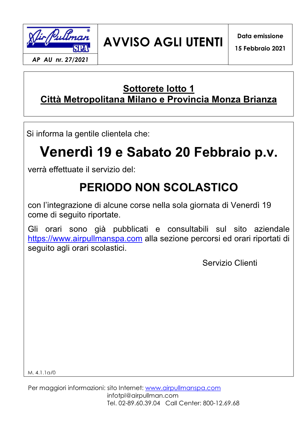 Corse Aggiuntive Di Venerdì 19 Febbraio 2021.Xlsx