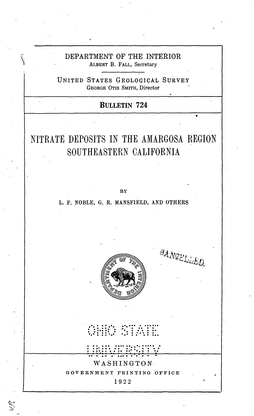 Nitrate Deposits in the Amargosa Region Southeastern California