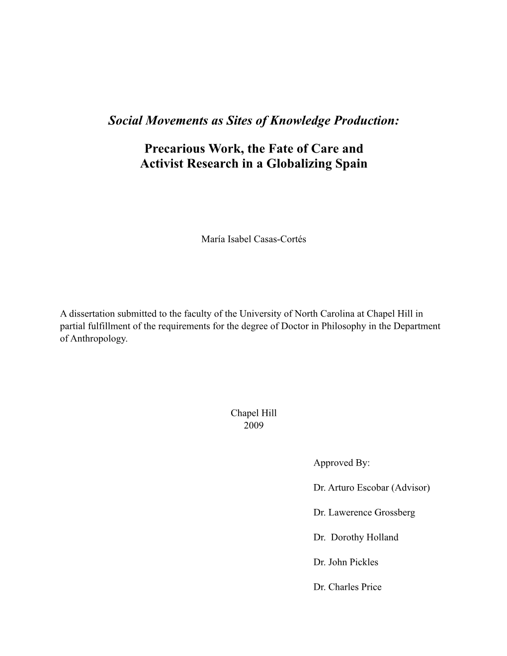 Social Movements As Sites of Knowledge Production
