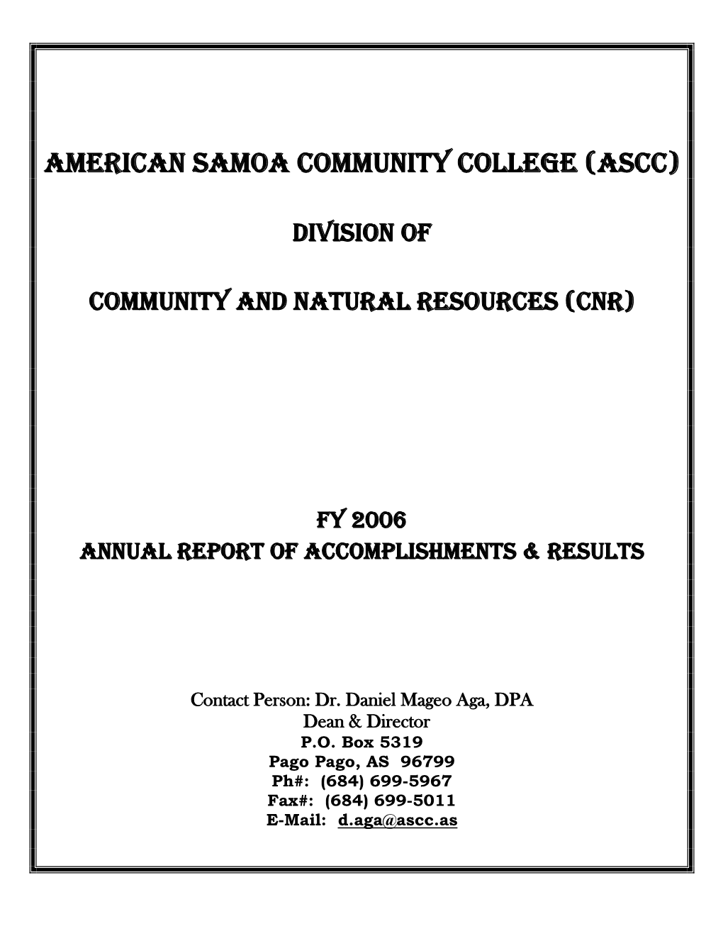 American Samoa Community College (Ascc)