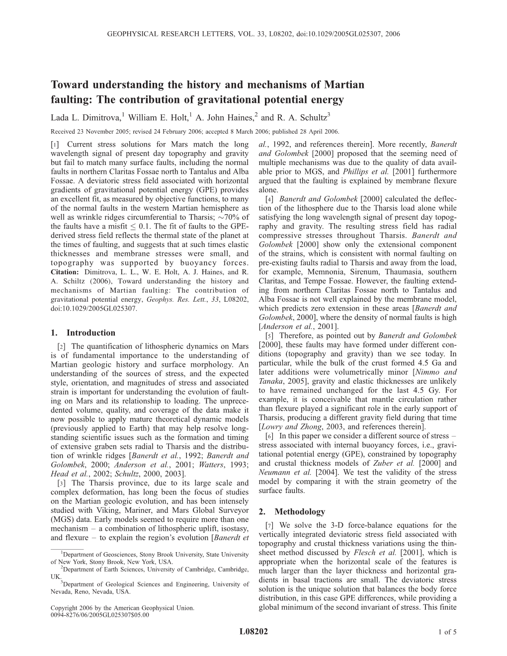 Toward Understanding the History and Mechanisms of Martian Faulting: the Contribution of Gravitational Potential Energy Lada L