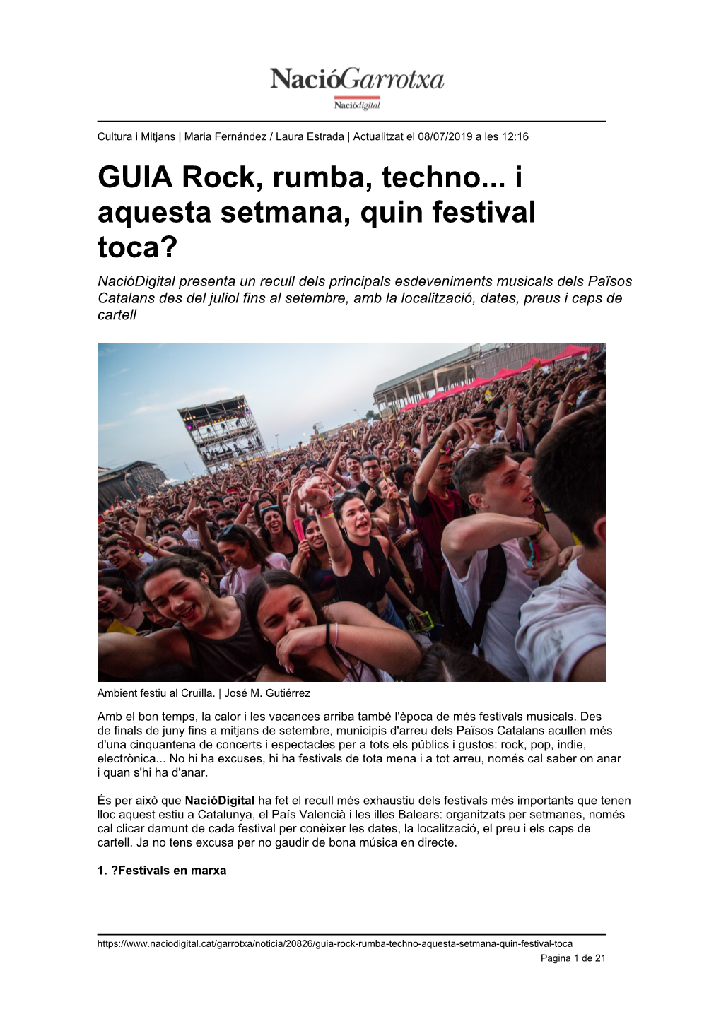 GUIA Rock, Rumba, Techno... I Aquesta Setmana, Quin