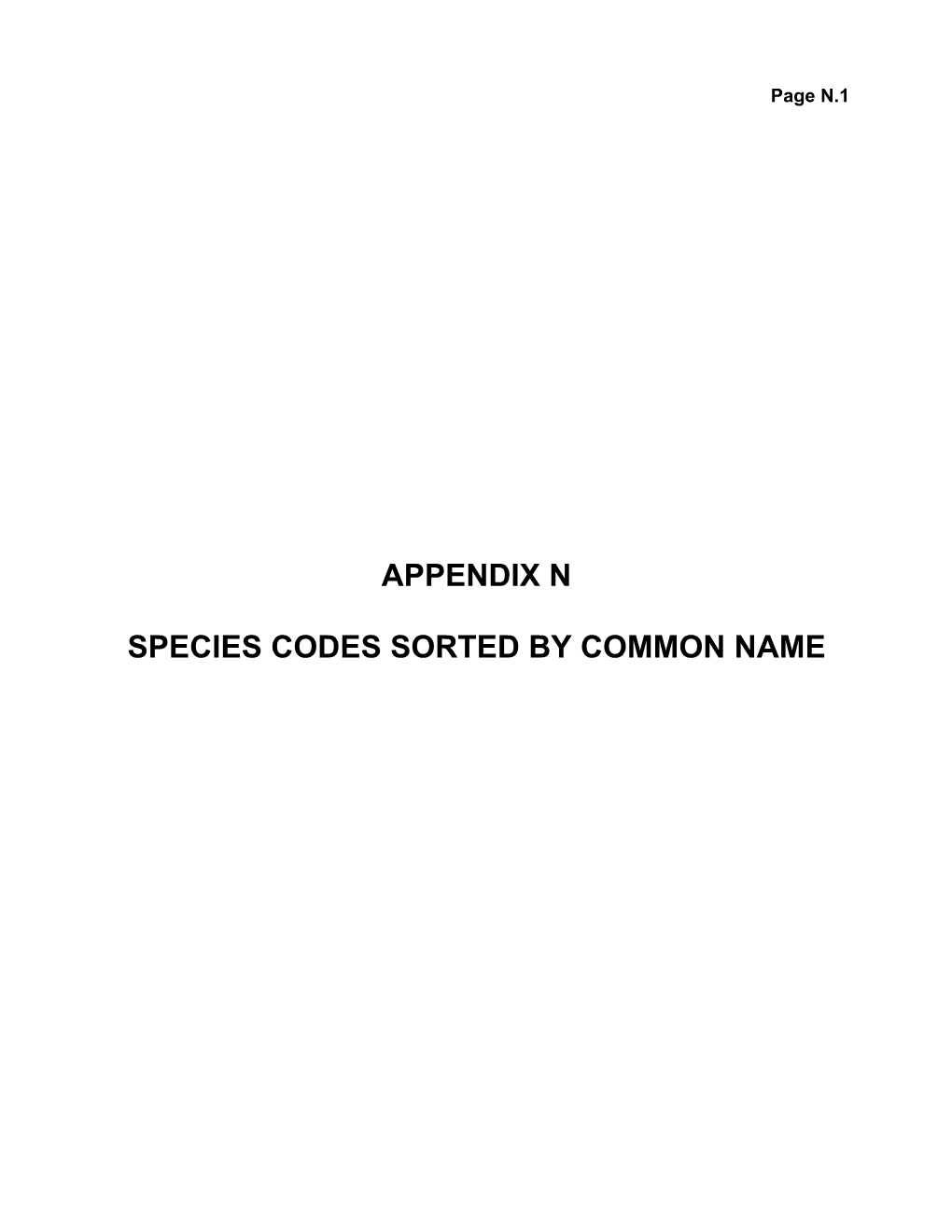 SPECIES CODES SORTED by COMMON NAME Page N.2