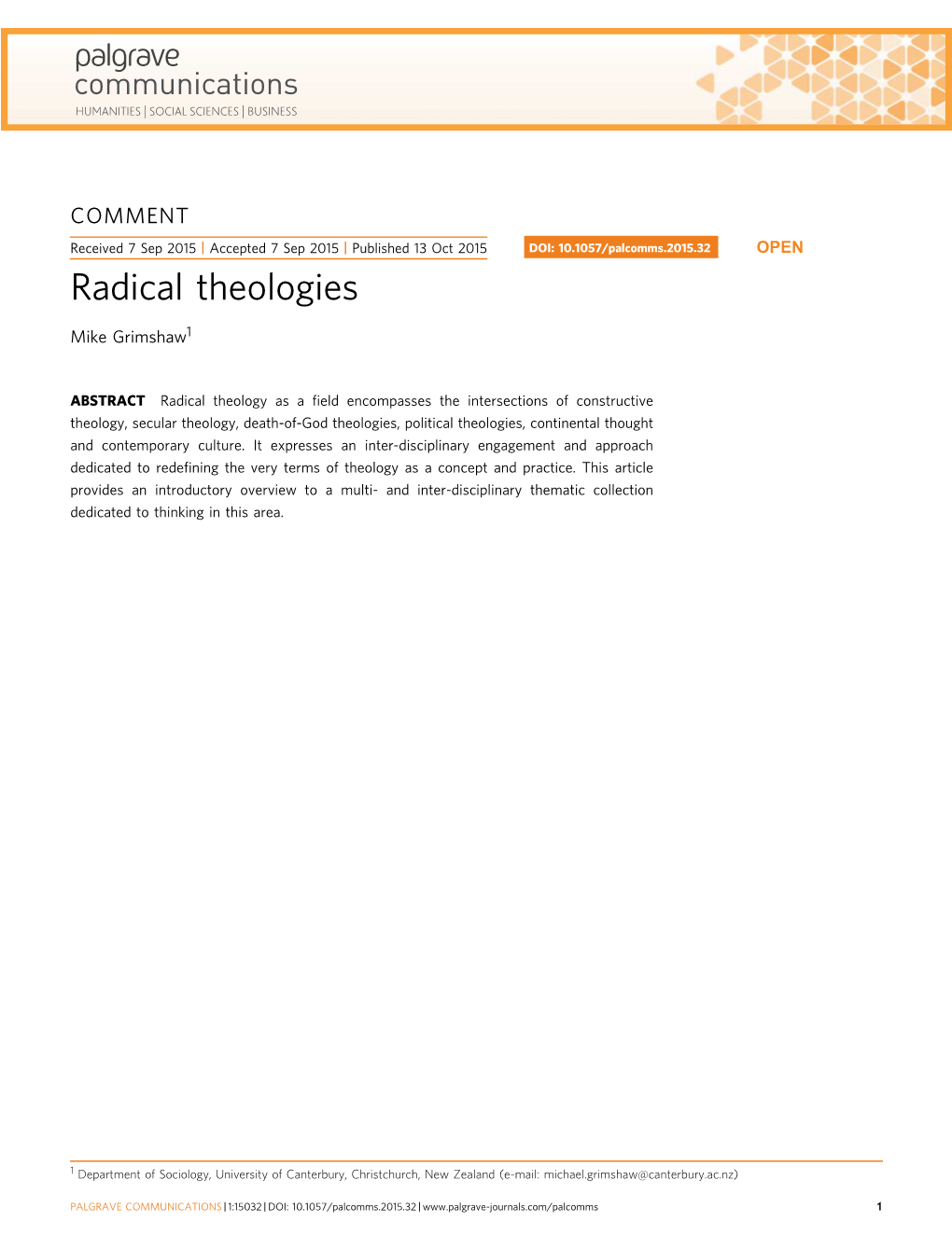 Radical Theologies