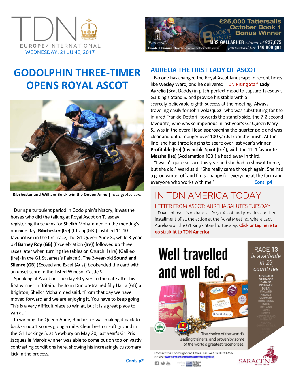 Godolphin Three-Timer Opens Royal Ascot Cont