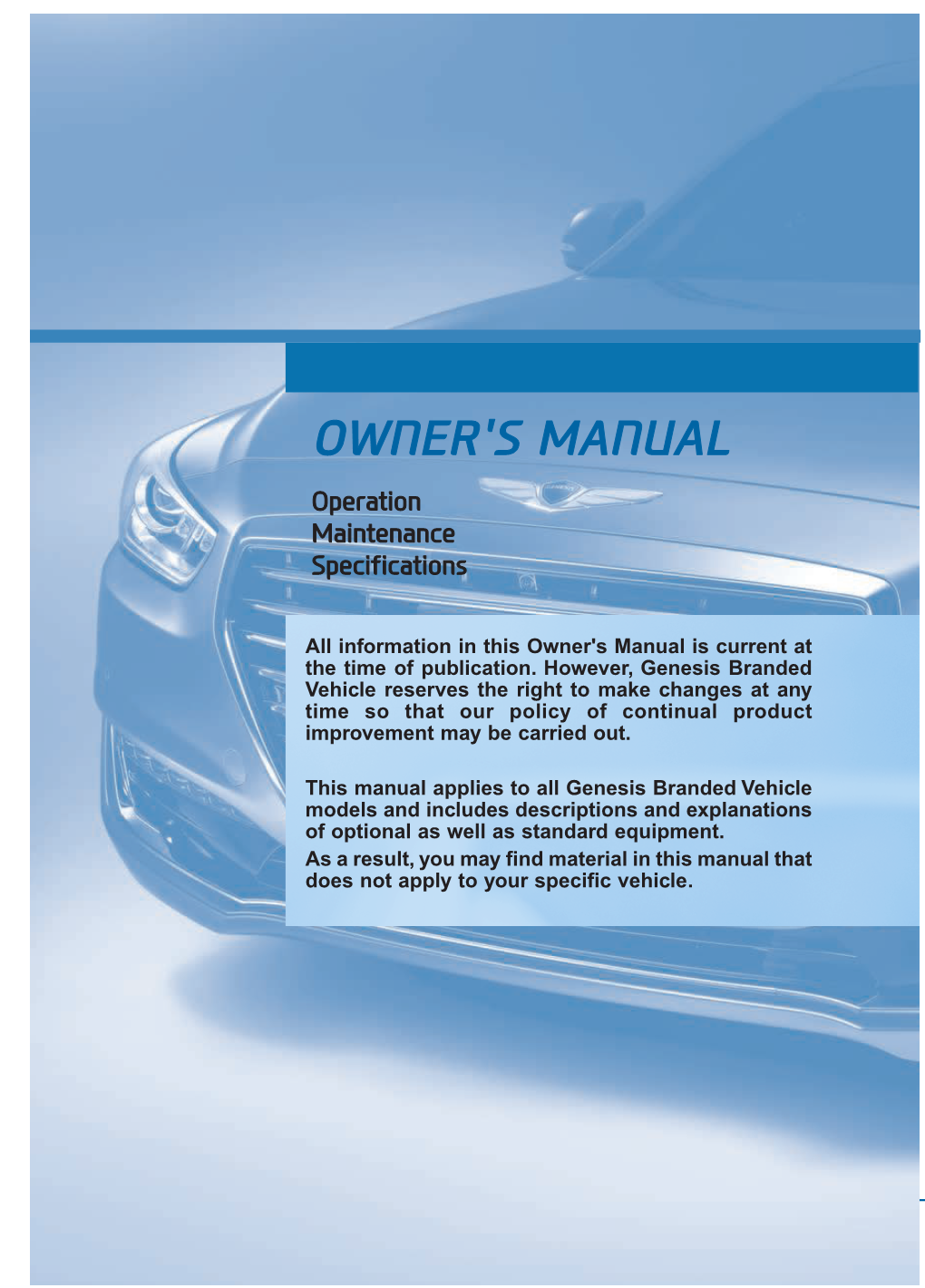 2018 G90 Owner's Manual