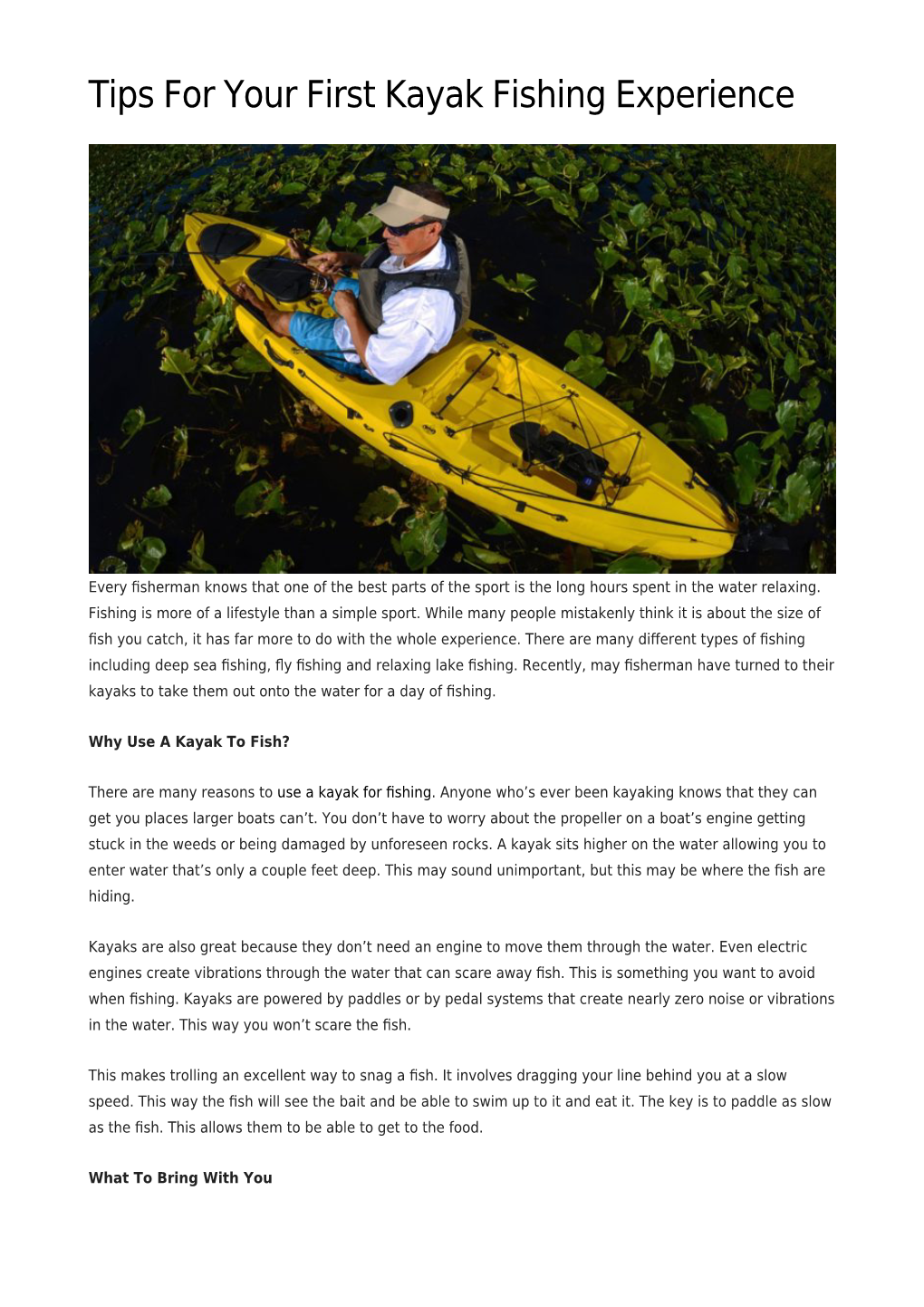 Tips for Your First Kayak Fishing Experience