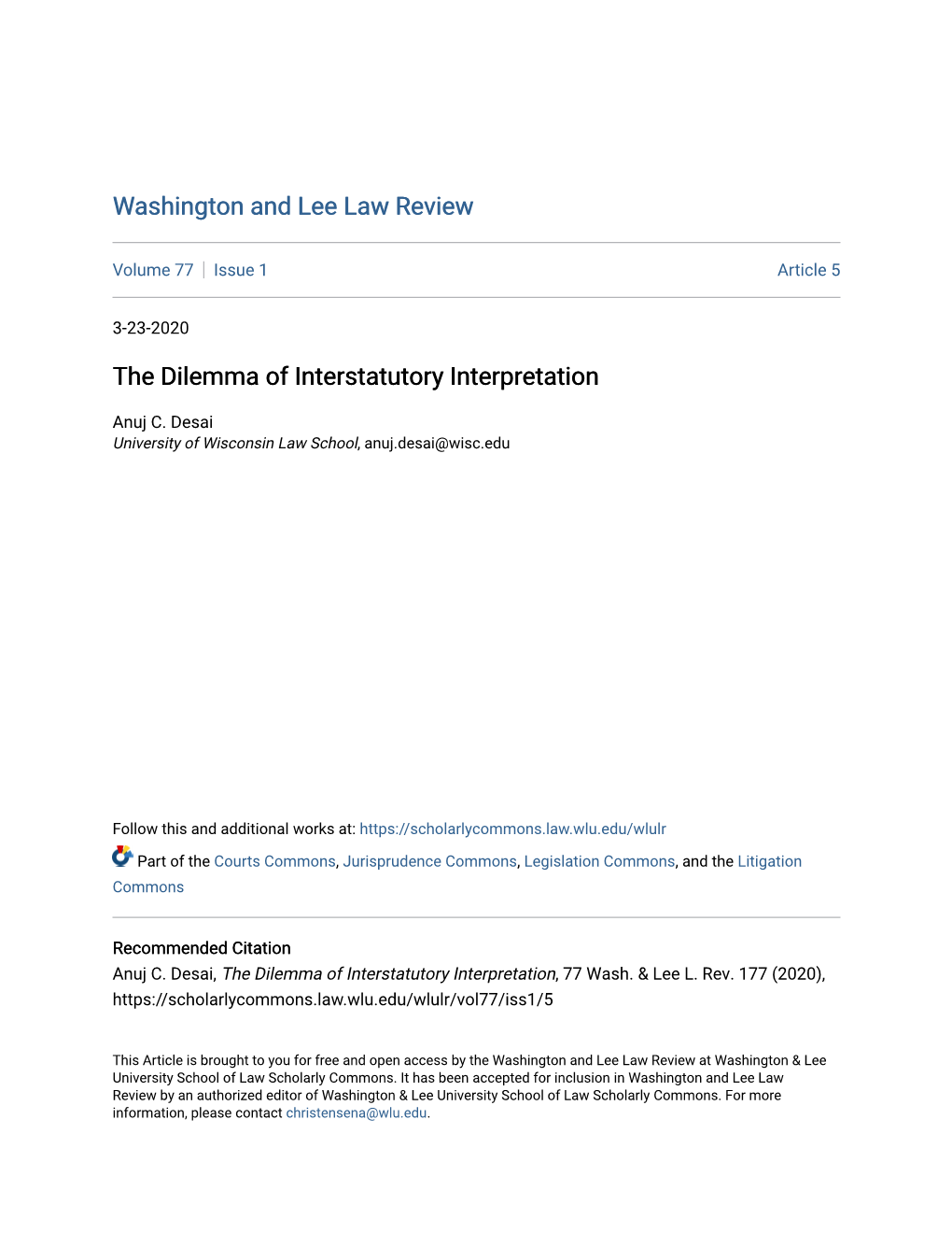 The Dilemma of Interstatutory Interpretation