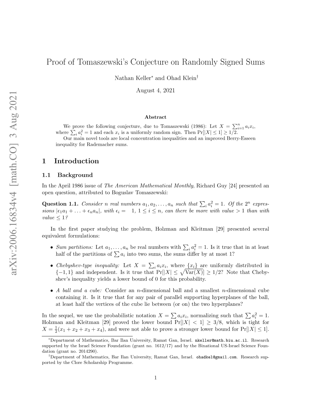 Proof of Tomaszewski's Conjecture on Randomly Signed Sums