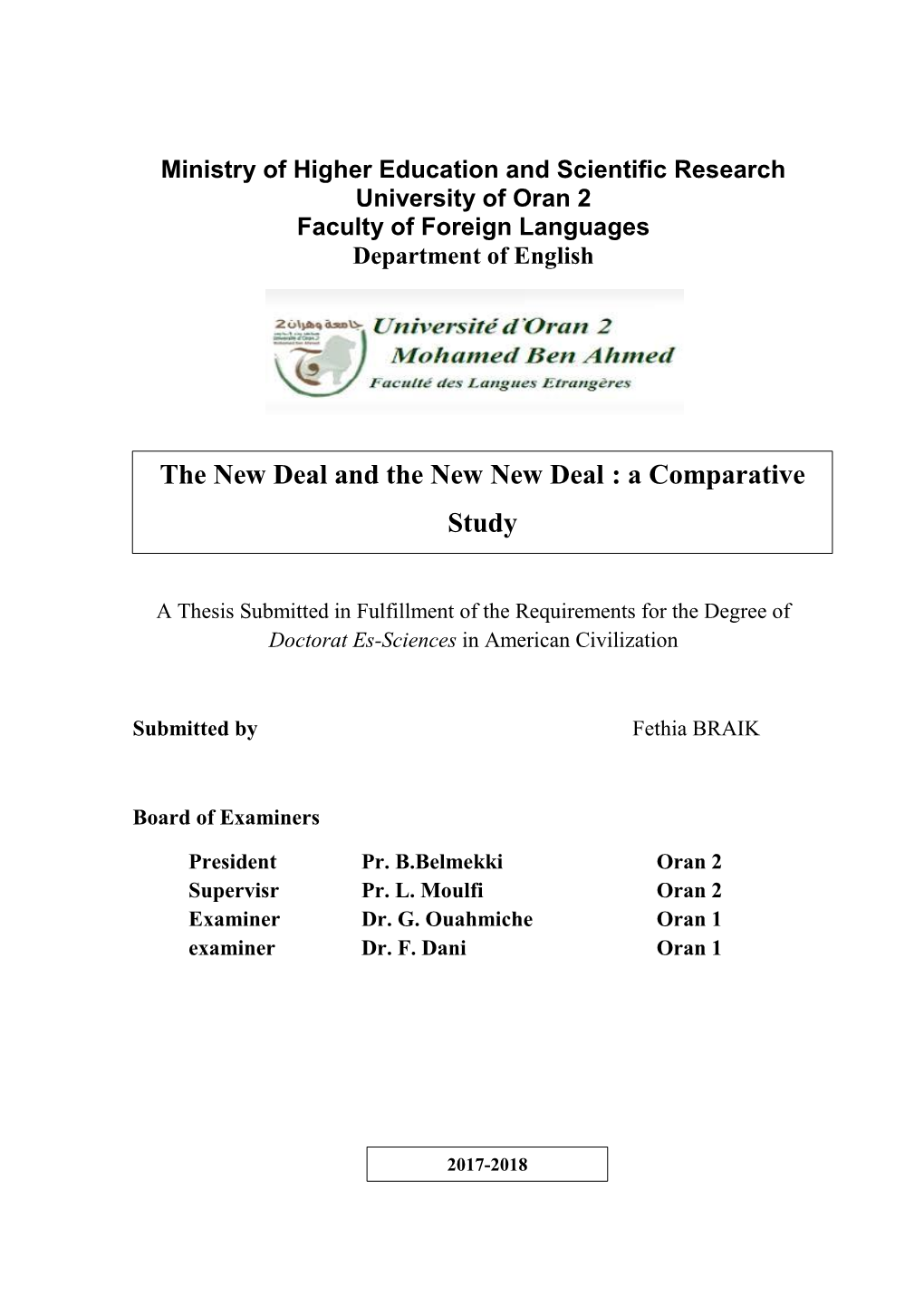 The New Deal and the New New Deal : a Comparative Study
