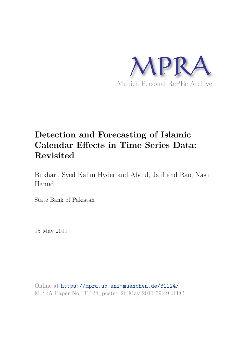 Detection and Forecasting of Islamic Calendar Effects in Time Series Data: Revisited