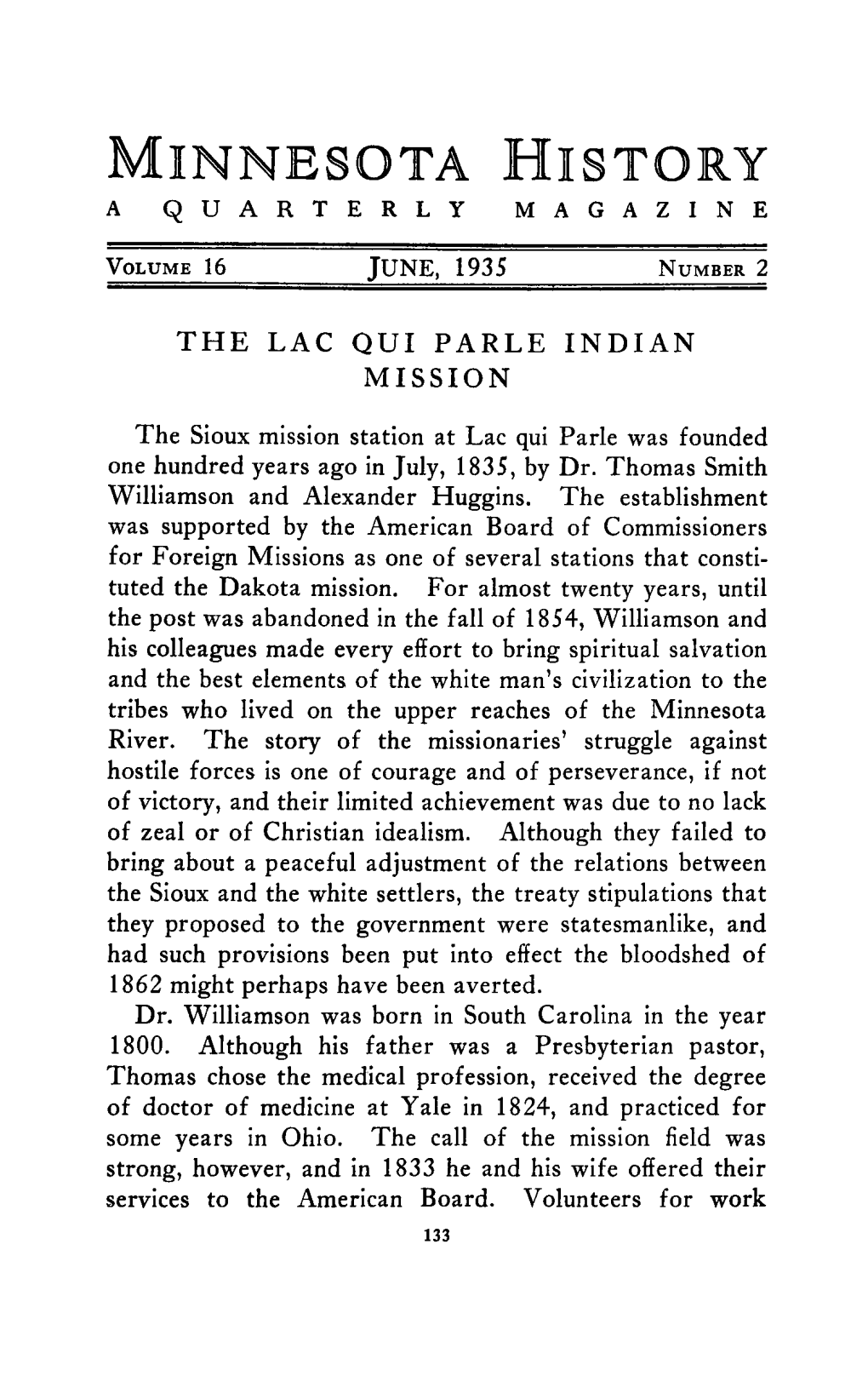 The Lac Qui Parle Indian Mission