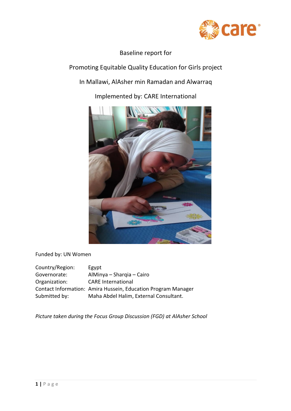 Baseline Report for Promoting Equitable Quality Education For