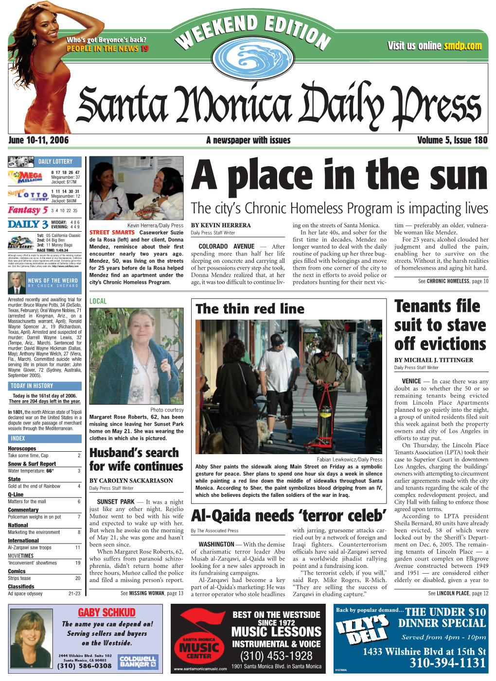Santa Monica Daily Press June 10-11, 2006 a Newspaper with Issues Volume 5, Issue 180