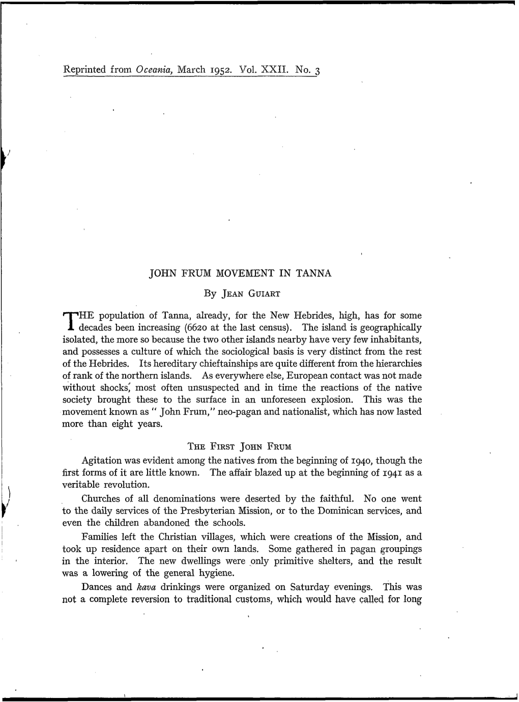 John Frum Movement in Tanna - DocsLib