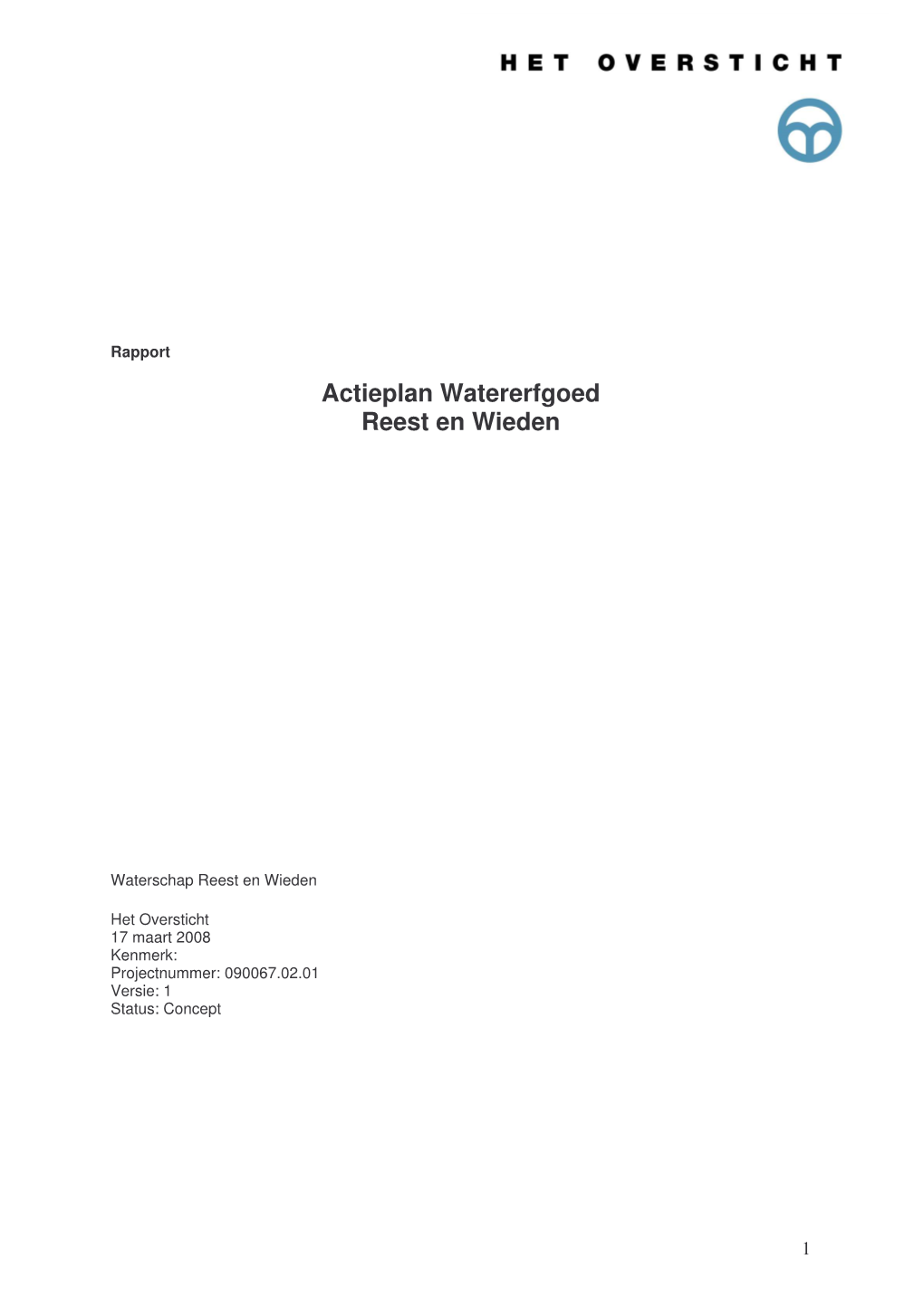 Actieplan Watererfgoed Reest En Wieden