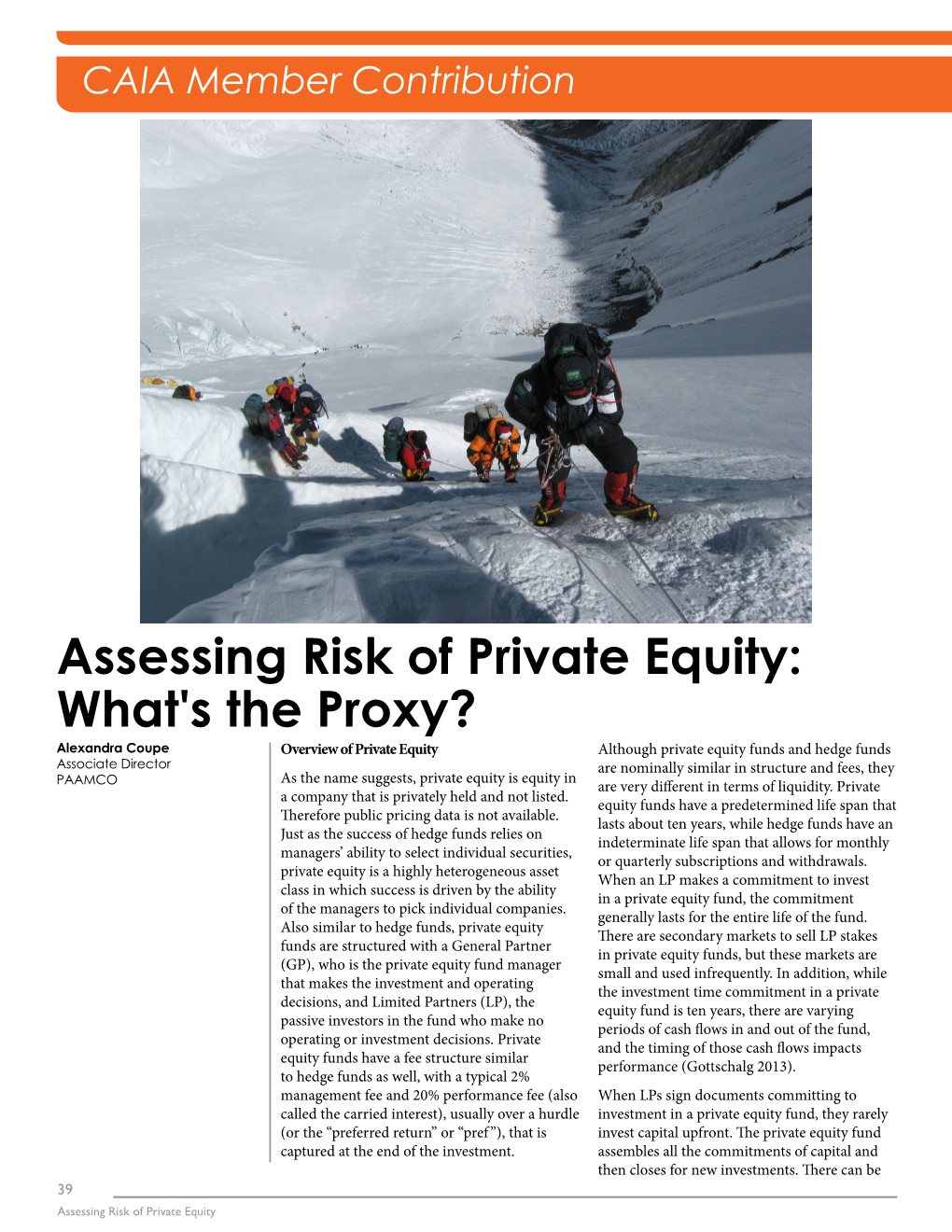 Assessing Risk of Private Equity: What's the Proxy?