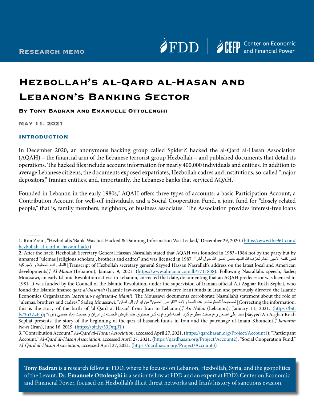 Hezbollah's Al-Qard Al-Hasan and Lebanon's Banking Sector