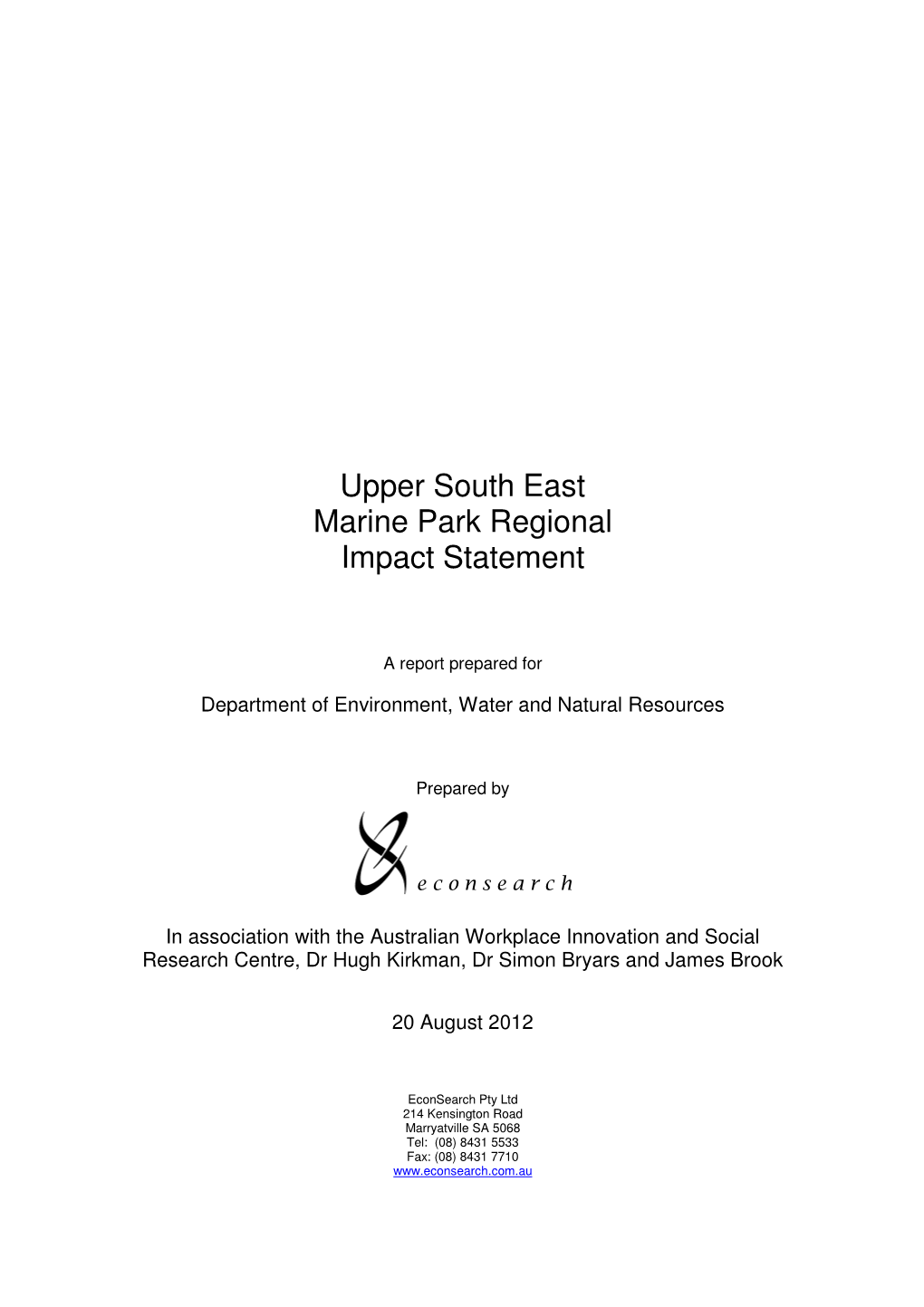 Upper South East Marine Park Regional Impact Statement