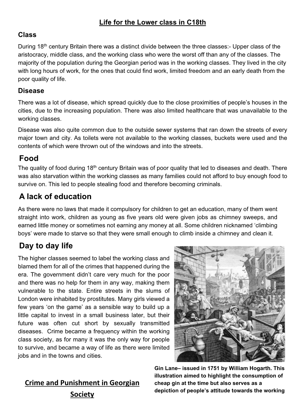 Food a Lack of Education Day to Day Life Crime and Punishment in Georgian Society