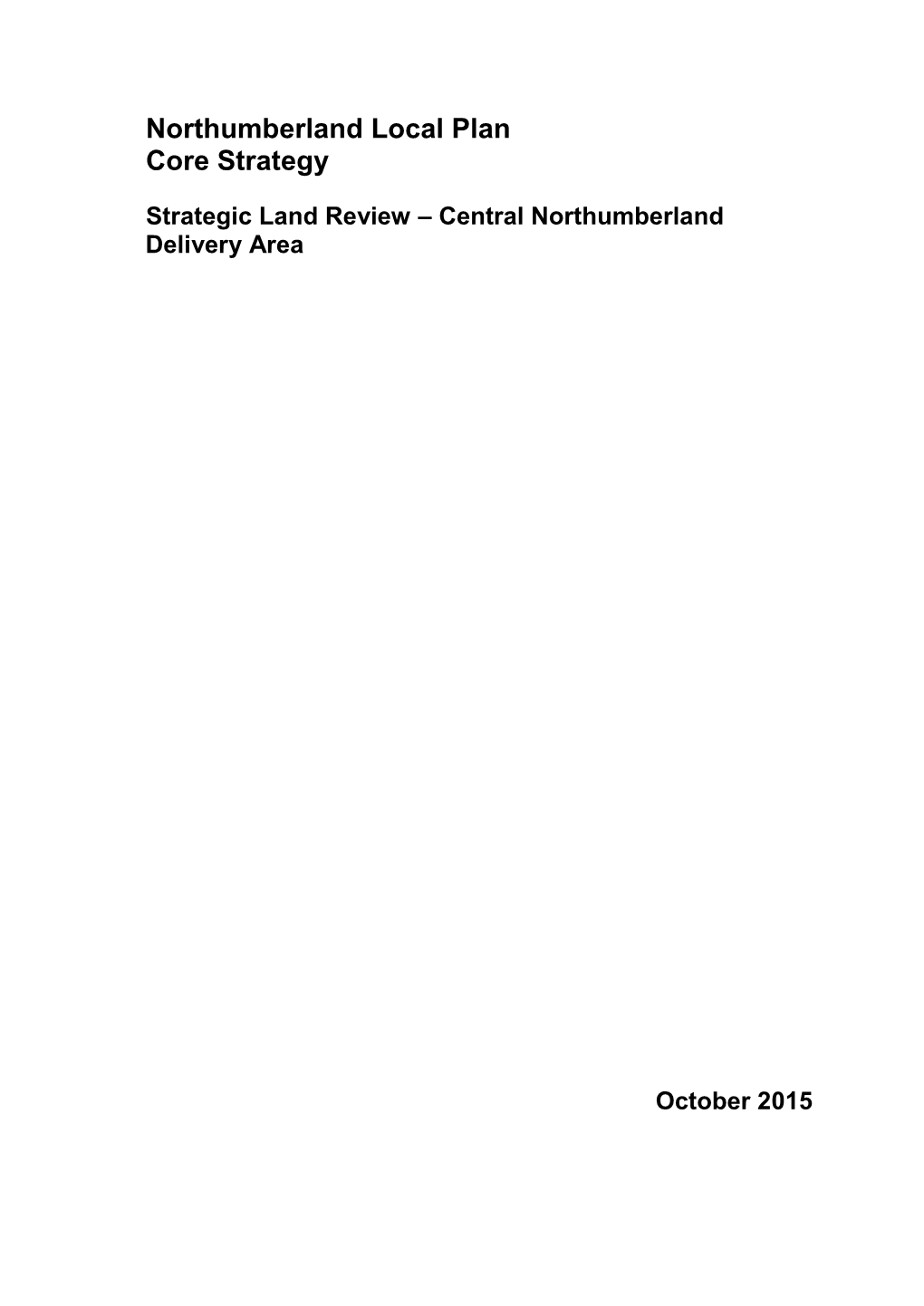 Northumberland Local Plan Core Strategy