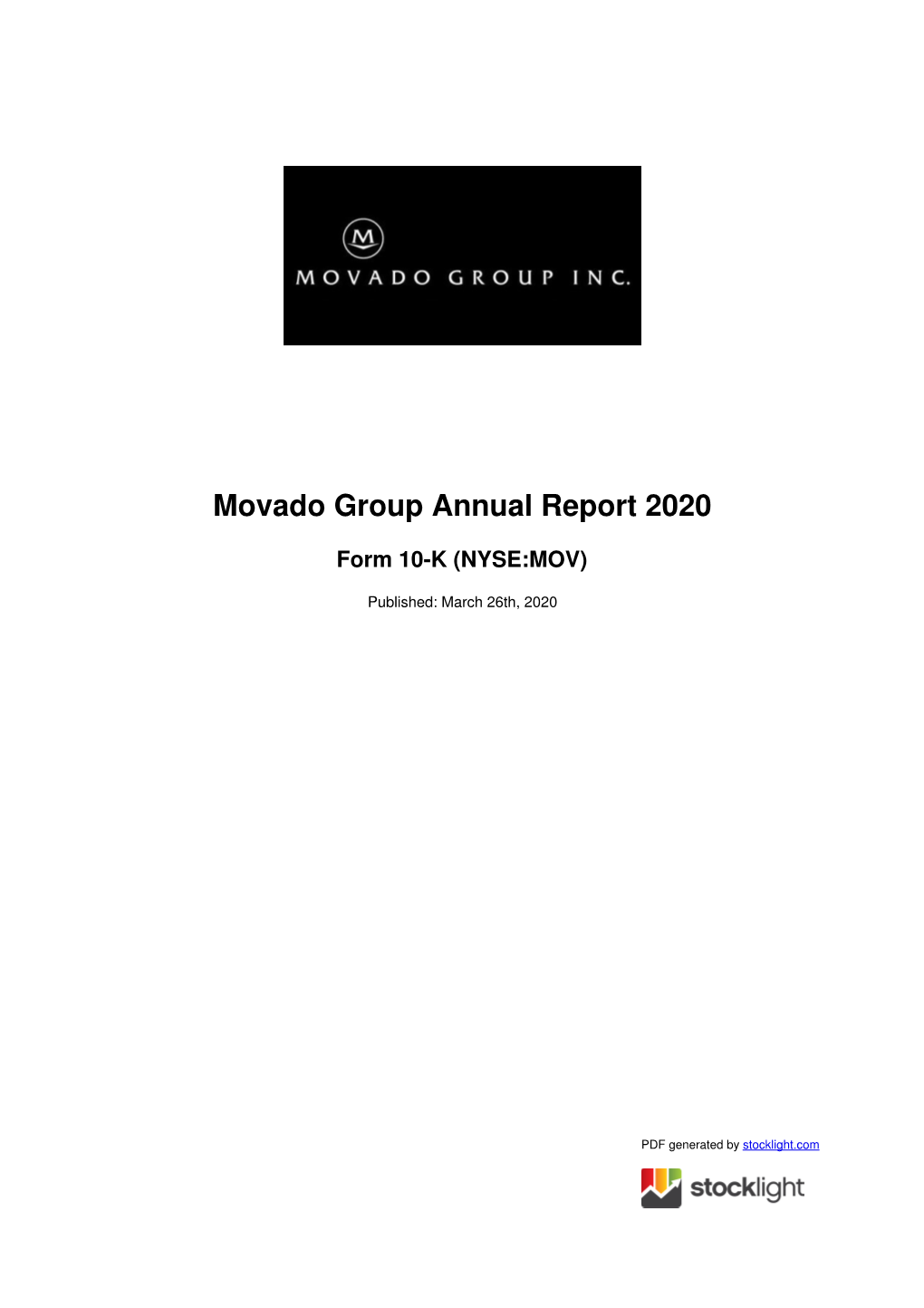 Movado Group Annual Report 2020