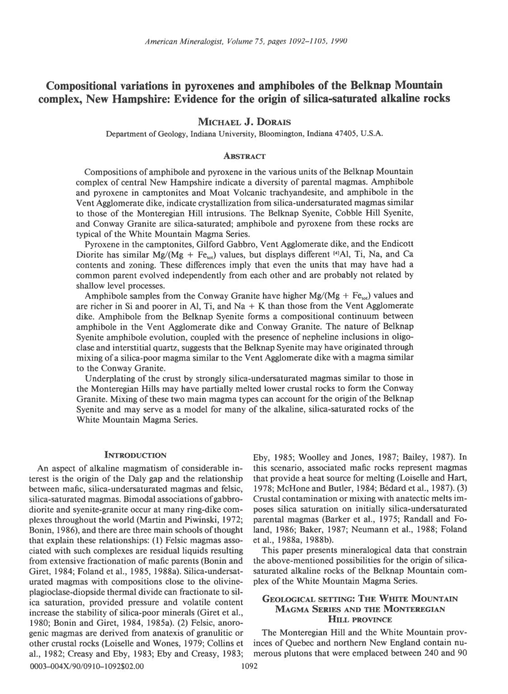 Compositional Variations in Pyroxenes and Amphiboles of the Belknap