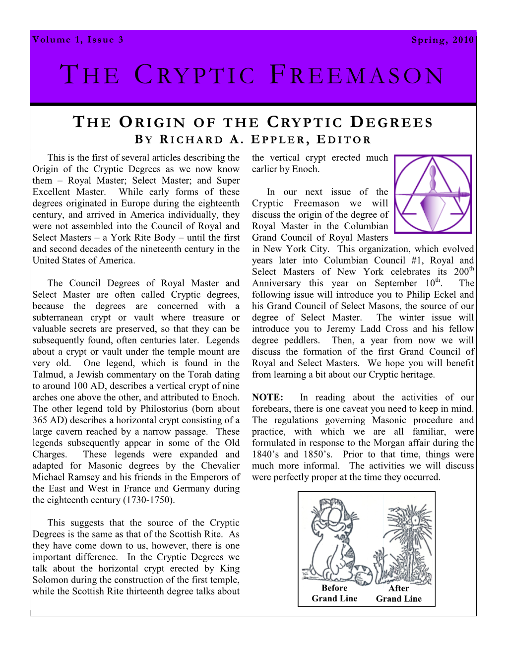 The Cryptic Freemason Page 3 from the DESK of the EDITOR B Y R ICHARD A
