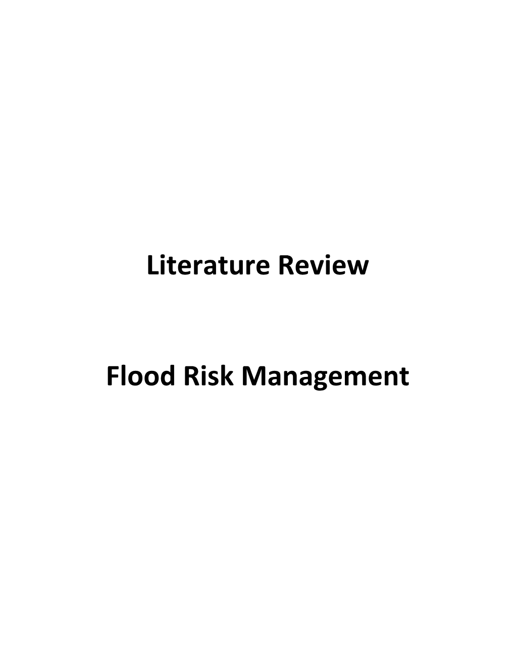 Literature Review Flood Risk Management