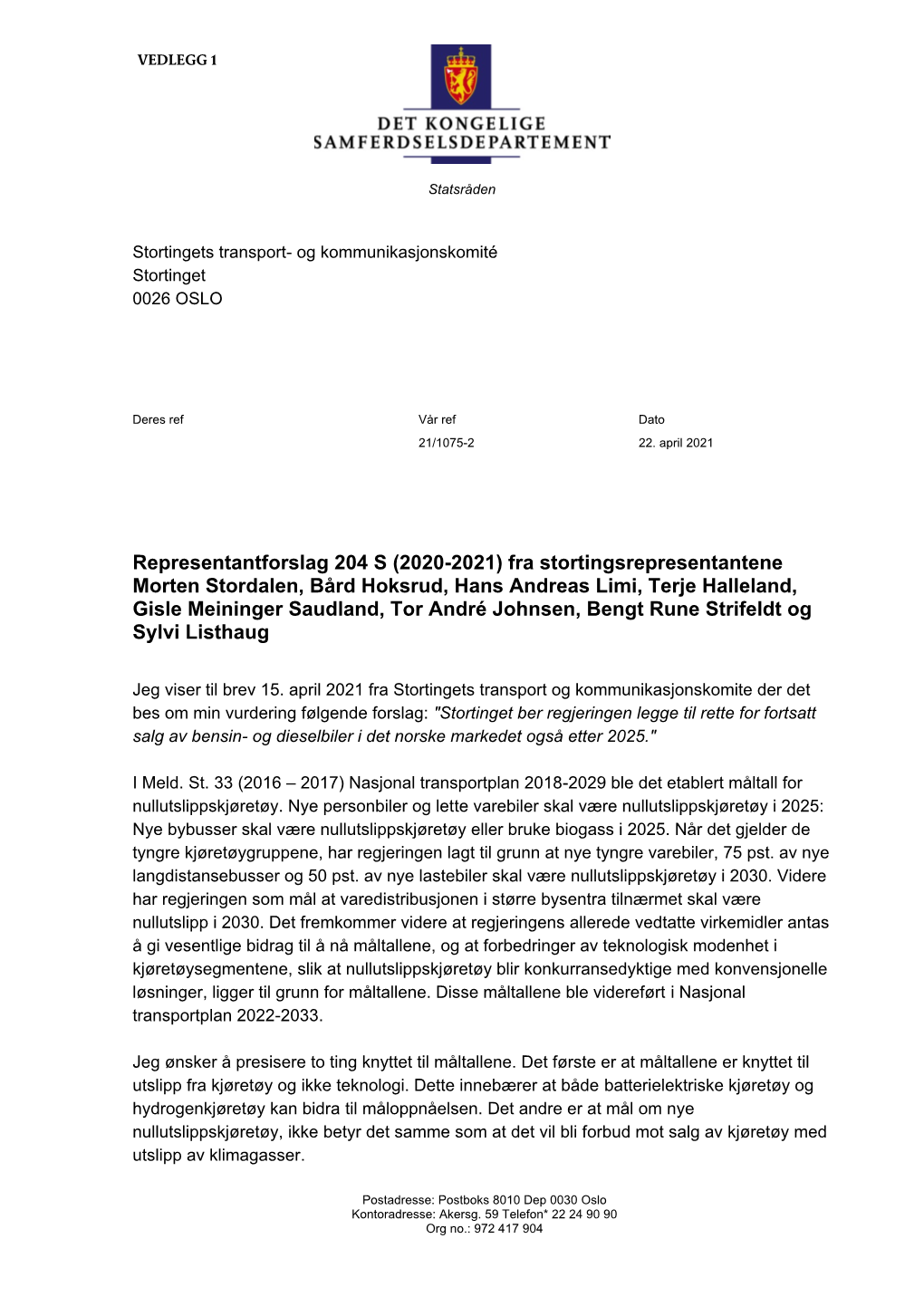 (2020-2021) Fra Stortingsrepresentantene Morten