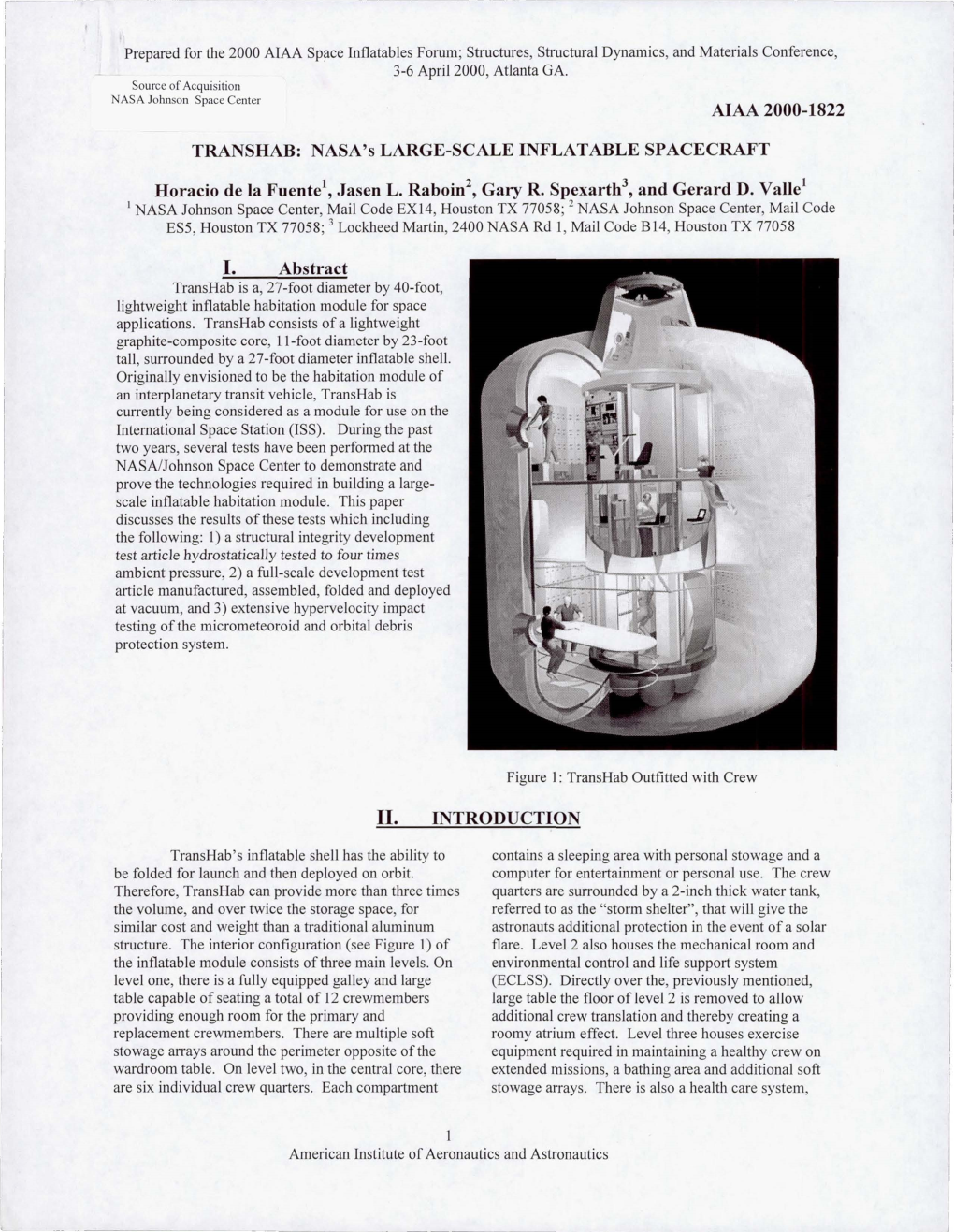 AIAA 2000-1822 TRANSHAB: NASA's LARGE-SCALE INFLATABLE