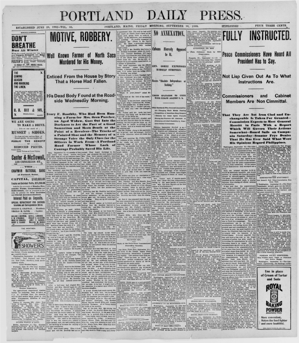 Portland Daily Press: September 16, 1898