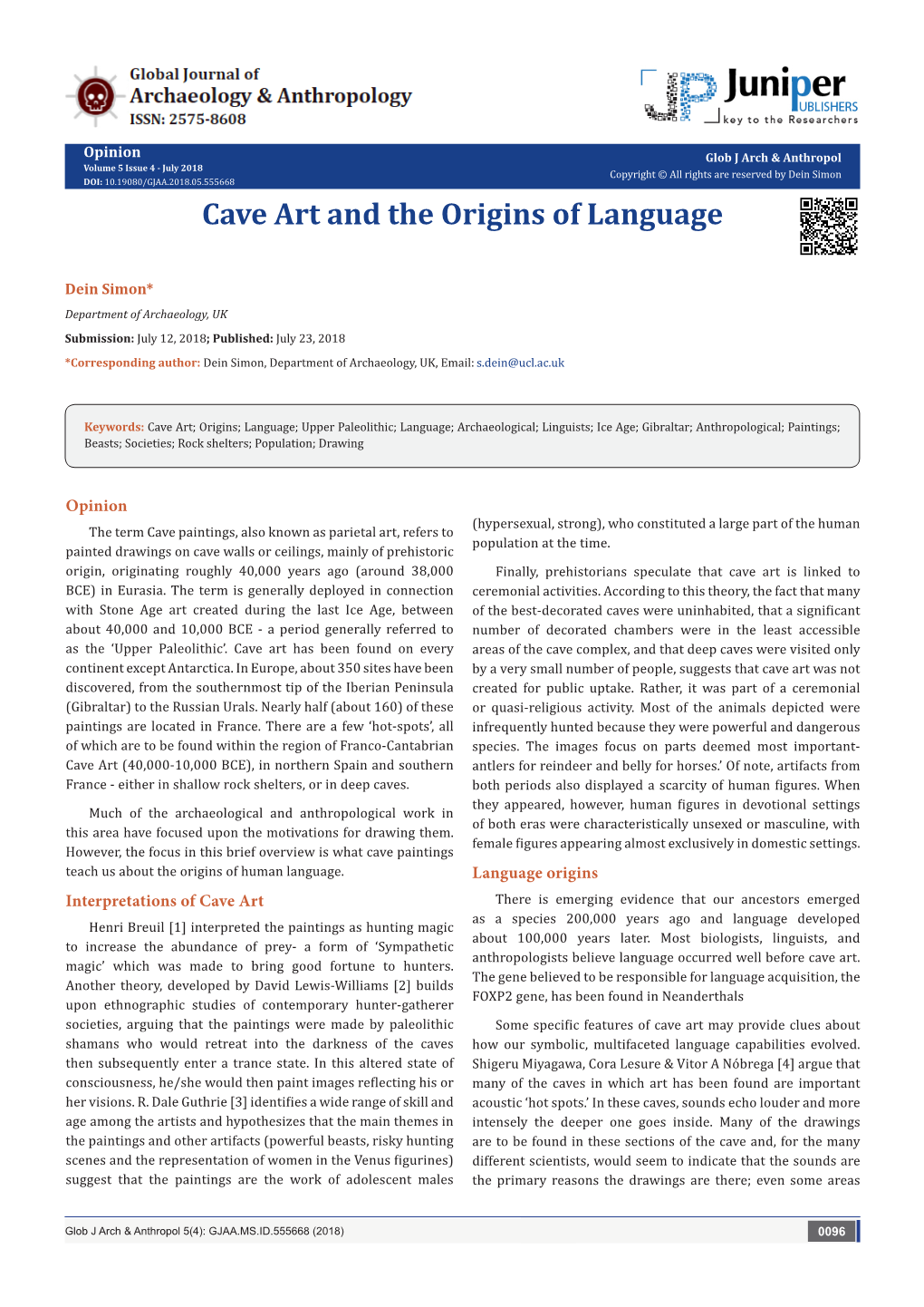 Cave Art and the Origins of Language