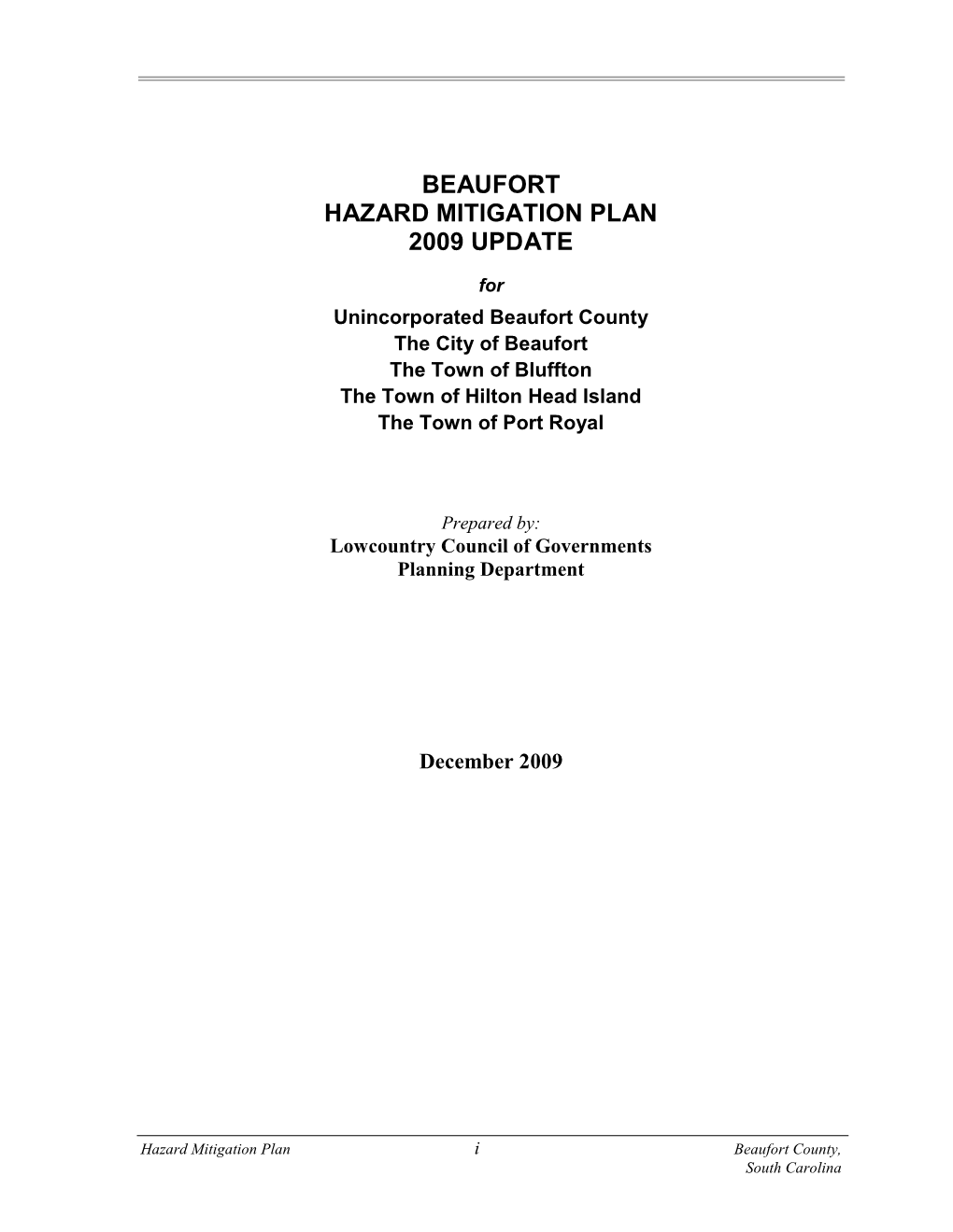 Hazard Mitigation Plan 2009 Update